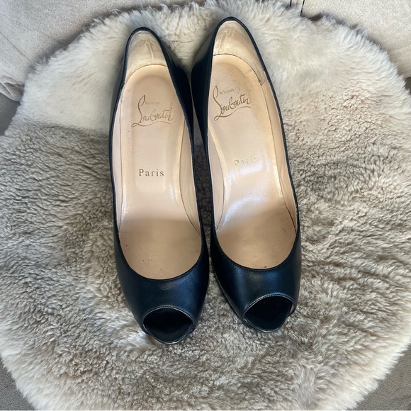 Christian Louboutin Leather Peep Toe Heels - Picture 6 of 11